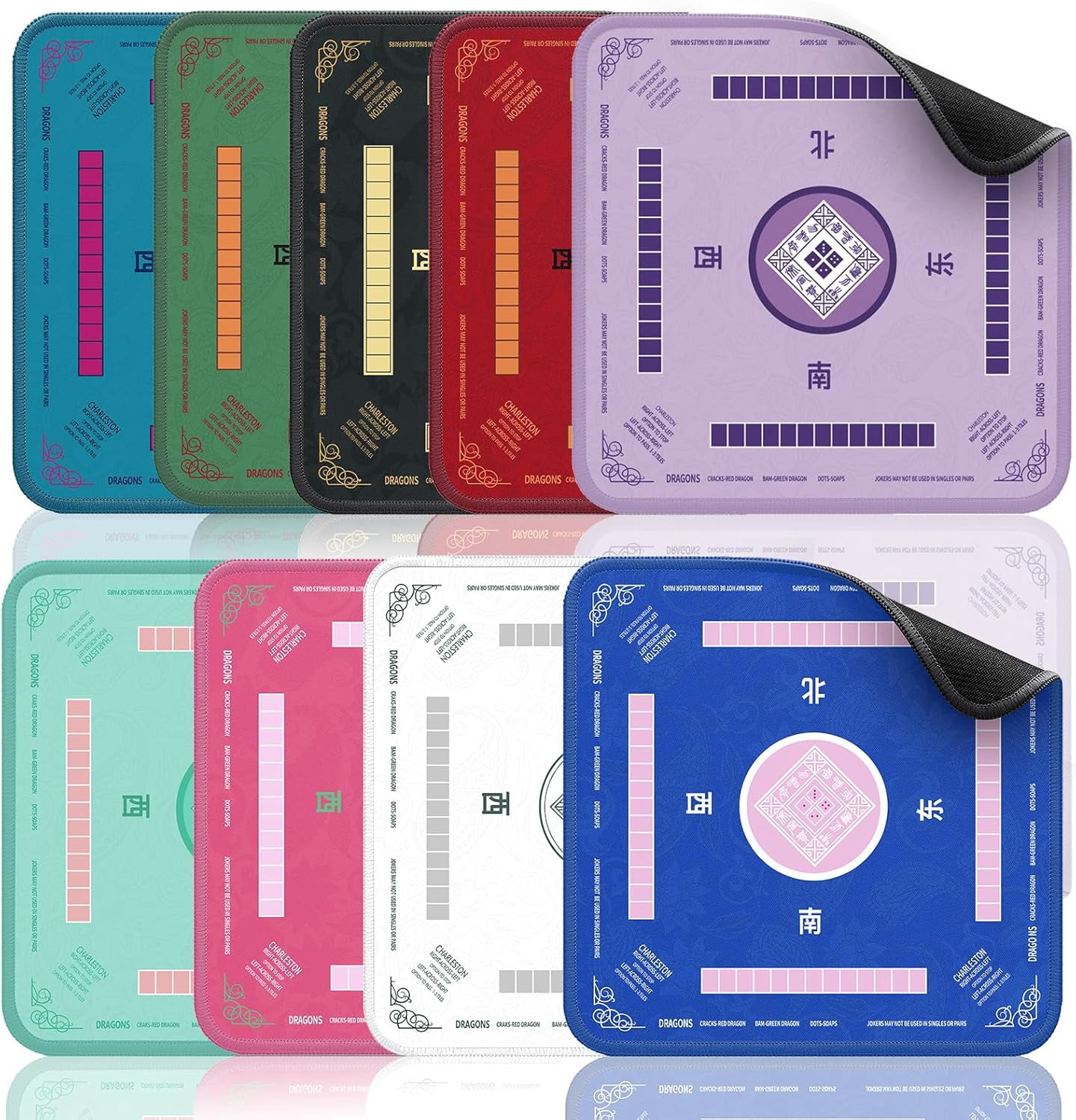Mahjong Mat, Noise Reduction Non-Slip Mahjong Mat for Table, 31.5x31.5 Inch Mahjong Table Mat for Poker, Board Games Table Mat, Card Games, Tile Games, Dominoes(Purple)
