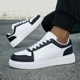 thumbnail image 3 of Two-Tone Blue White Platform Leather Skate Board Sneakers, 3 of 5