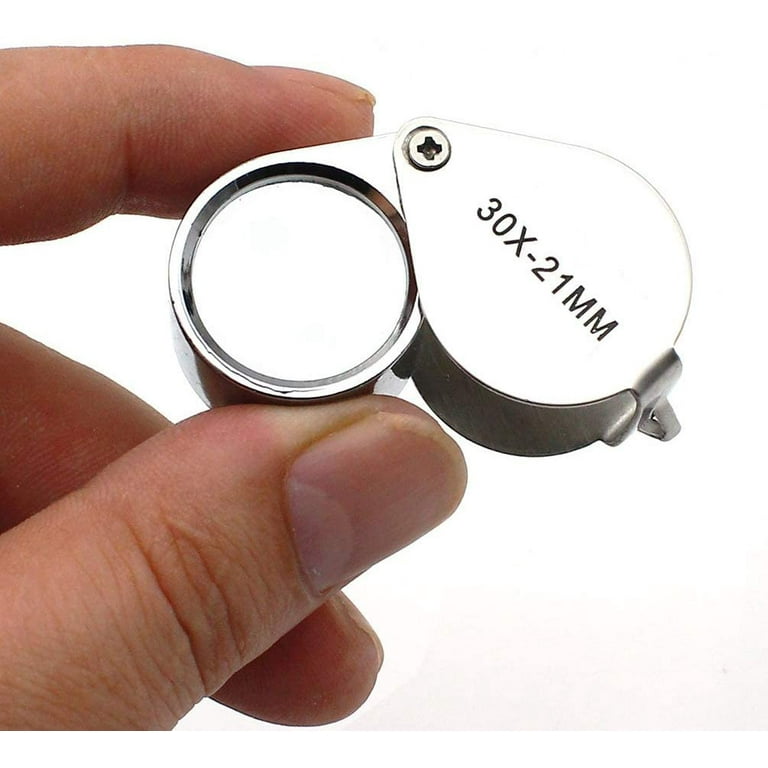  2 Pack 30X 21mm Small Pocket Triplet Jewelry Loupe Metal  Folding Magnifying Glass Jewlers Loop with Attached Rope Straps Eye Glass  Magnifier for Gems Coins Maps Stamps Currency Detect : Arts