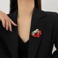 thumbnail image 3 of Rhinestone Cute Cherry Fruit Brooch Pin for Women Gold Plated Red Enamel Cherry Brooches Lapel Pins Dainty Dress Accessories Jewelry Gift, 3 of 13