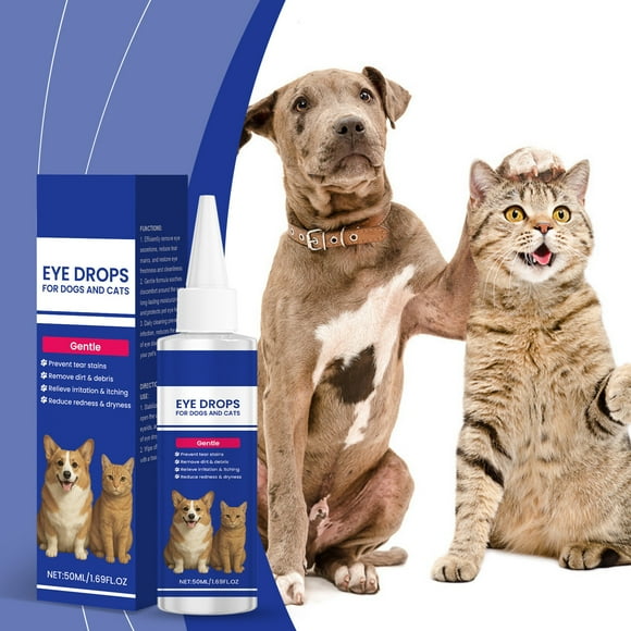Gotas oftálmicas para perros y gatos | Quitamanchas de lágrimas | Alivia el enrojecimiento, la sequedad, las alergias, la irritación | Fórmula Lubricante Hidratante | Gotero fácil de usar | 50ml