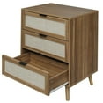 thumbnail image 4 of 23.6" Natural 3-Drawer Cabinet with Rattan Panels for Bedroom Walnut, 4 of 5