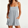 thumbnail image 2 of ZHYou Women's Rompers with Pockets Spaghetti Strap Casual Summer One Piece Athletic Lounge Jumpsuits,Gray,Size L, 2 of 9