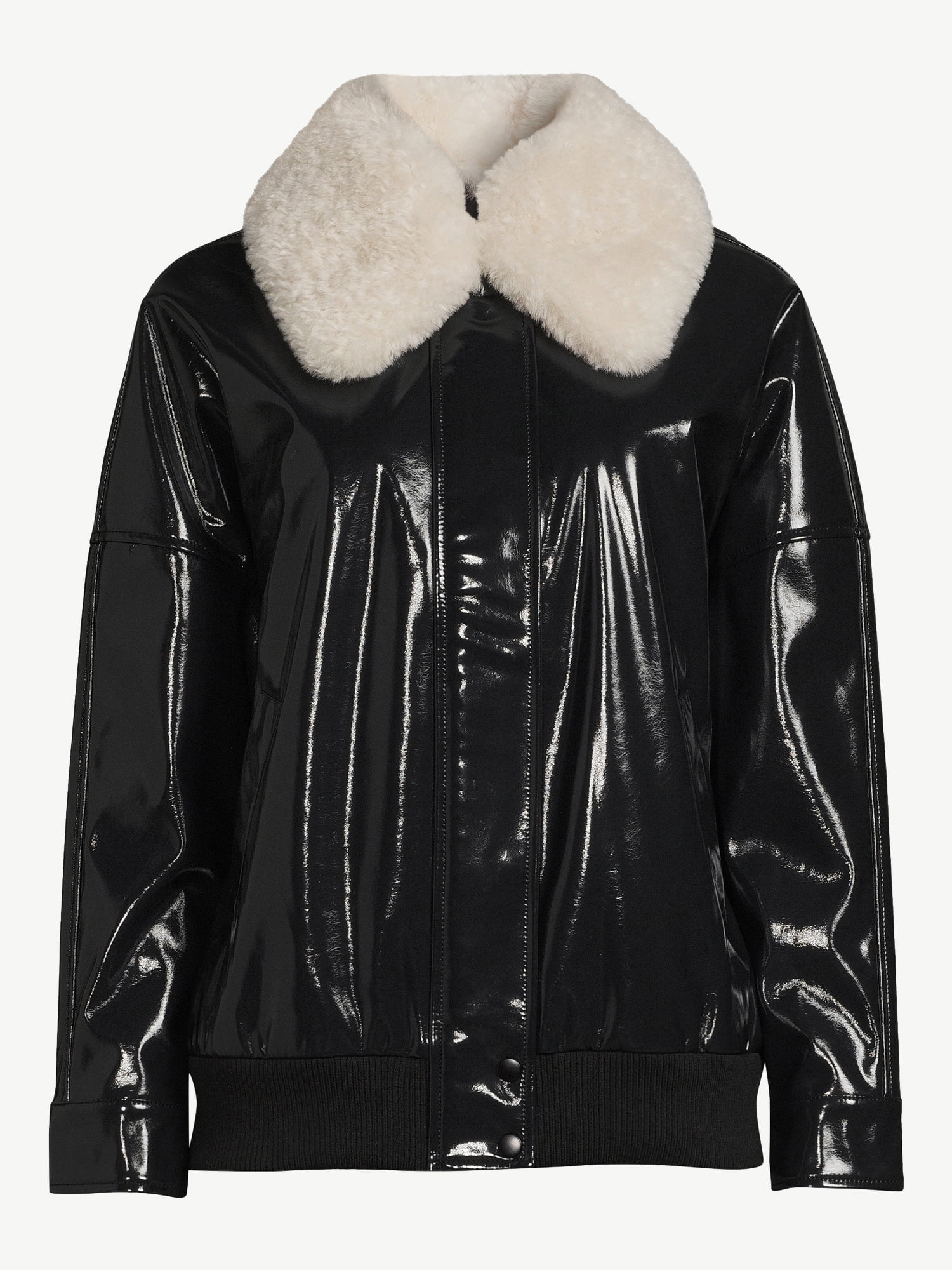 Scoop Women's High-Shine Faux Leather Puffer Jacket With Faux Sherpa Lining, 15 New Editor-Approved Walmart Finds You'll Want to Wear on Repeat This  Winter