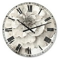 thumbnail image 1 of Designart 'Indigold Grey Peonies I' Traditional wall clock, 1 of 4