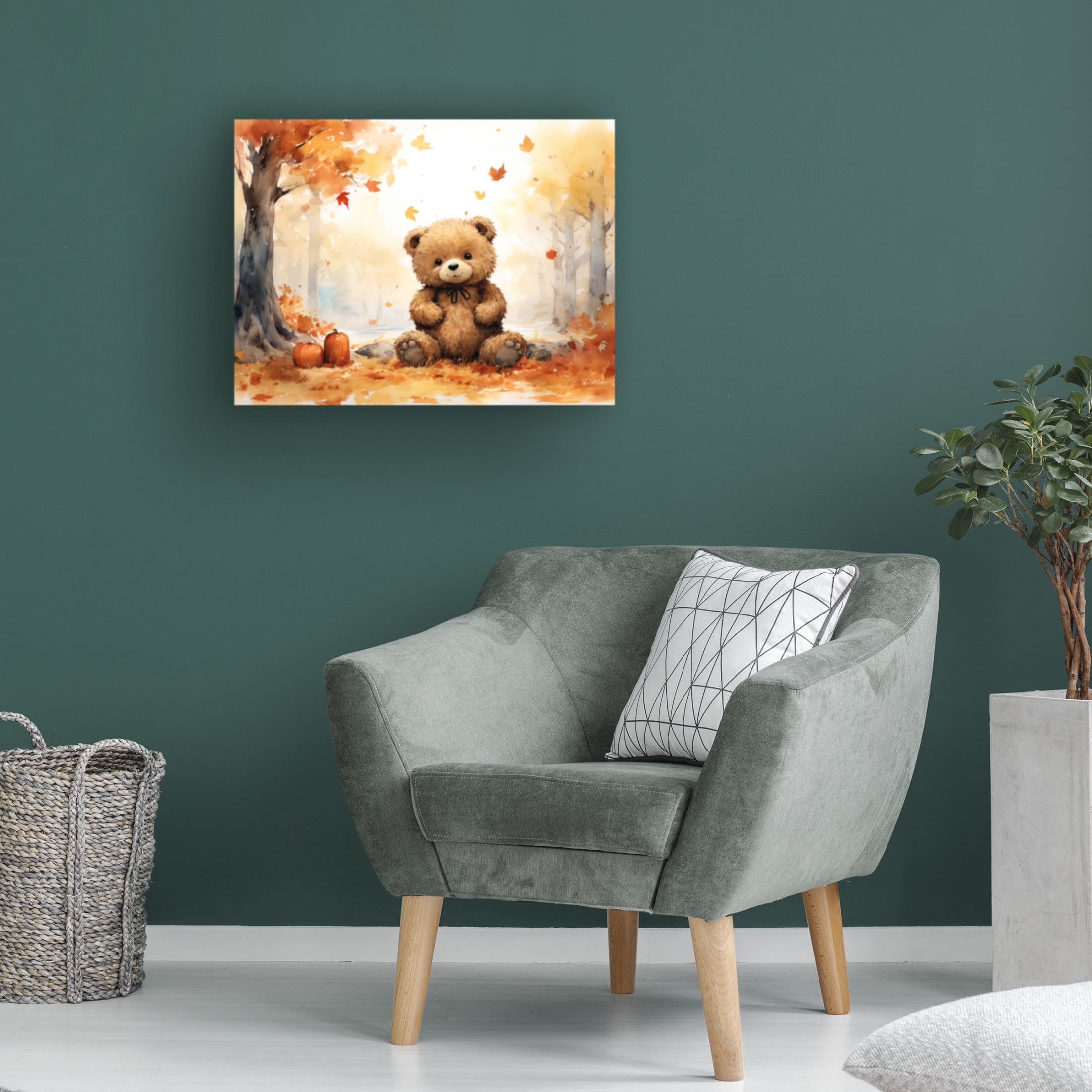 Canvas Wall Art - Momart 'Autumn Bear Cub' Wall Art for Living Room, Bedroom, or Office Décor by Trademark Fine Art - 24 x 18 Inches