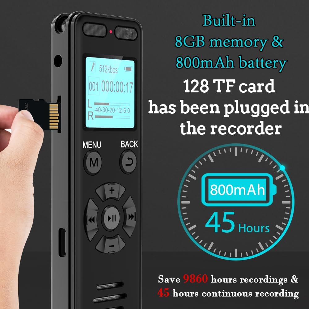 136 B Di ital Voice Recorder Voice Activated Recorder for Lectures Meetin s - 9860 Hours Sound Audio Recorder Dictaphone Recordin Device with Playback,MP3 Player,Password,Variable Speed.