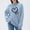 03 Light Blue, variant on YueHuiYing Women's Heart Sweater Crew Neck Casual Long Sleeve Loose fit Love Print Ribbed Knit Sweaters Pullover Top