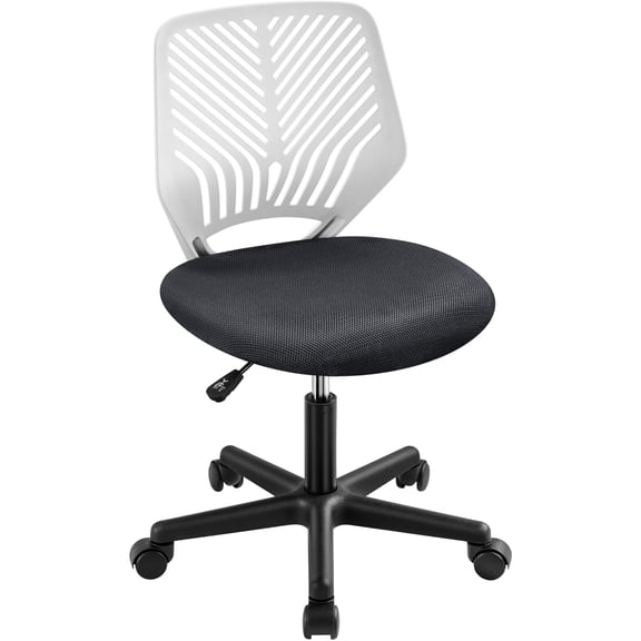 Desk Chair Low-Back Armless, Study Chair w/Lumbar Support Adjustable Swivel Chair for Home Bedroom Office Small Space, Dark Gray
