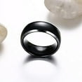 thumbnail image 2 of Wedding Rings Mens 8mm Black Domed Titanium Wedding Band w/ Silver Edges, 2 of 6