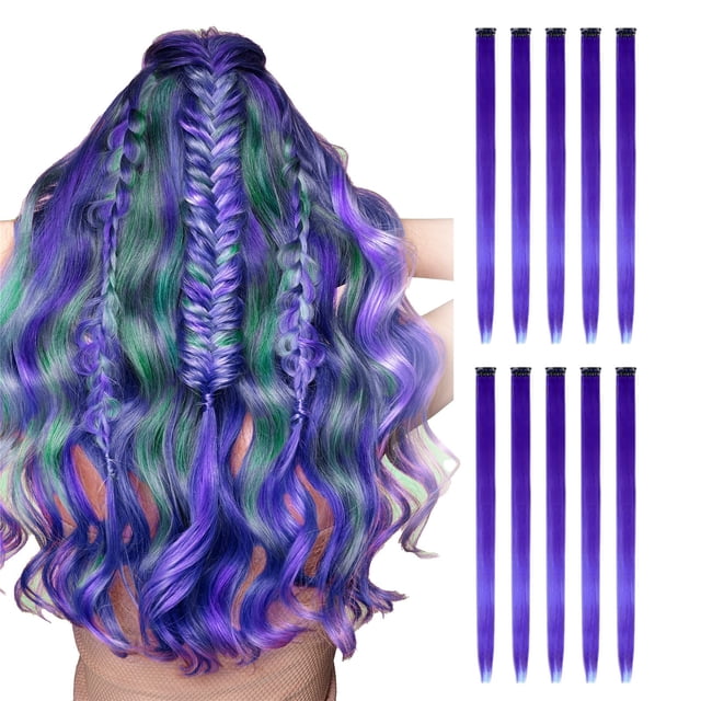 Colored Hair Extensions, Multi-Colors Party Highlights Clip In Synthetic Hair, Catch The Hair