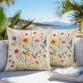 thumbnail image 3 of Spring Floral Throw Pillow Covers 20x20 Inch Set of 2, Vintage Pastoral Rustic Botanical Flowers Waterproof Outdoor Pillow Covers, Decorative Cushion Pillowcases for Couch, Sofa, Bed, Garden, Patio, 3 of 9