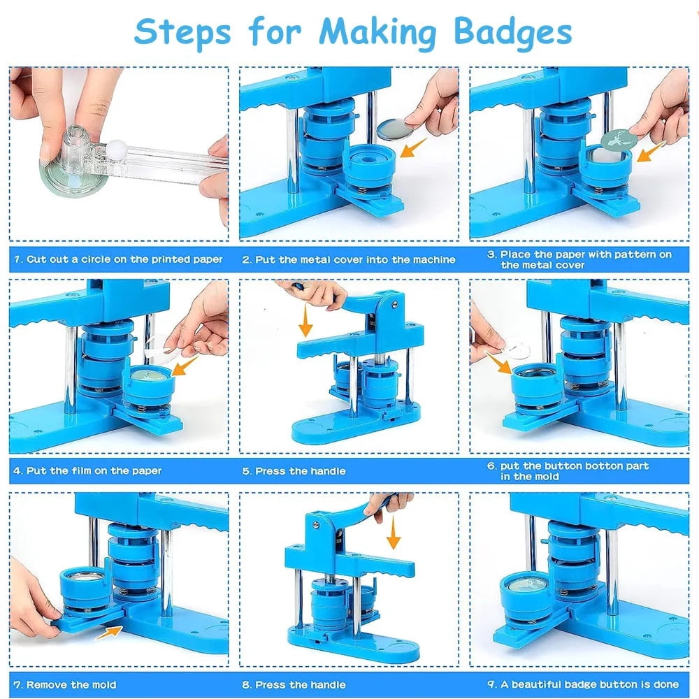 DIY Badges Button Maker Machine Kit Set, Pin Badges Punching Press ,Beginner-Friendly