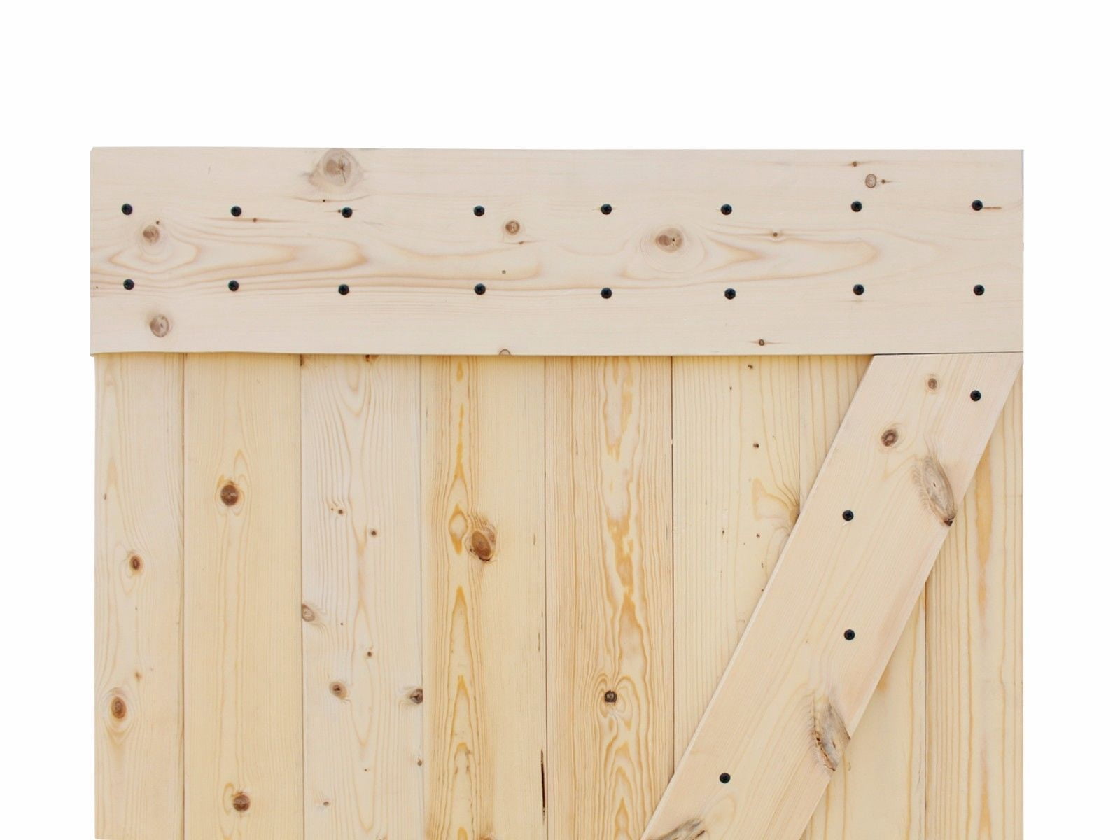 Distressed Z 38 in. x 84 in. Unfinished Solid Knotty Pine Wood Interior Sliding Barn Door with Hardware Kit