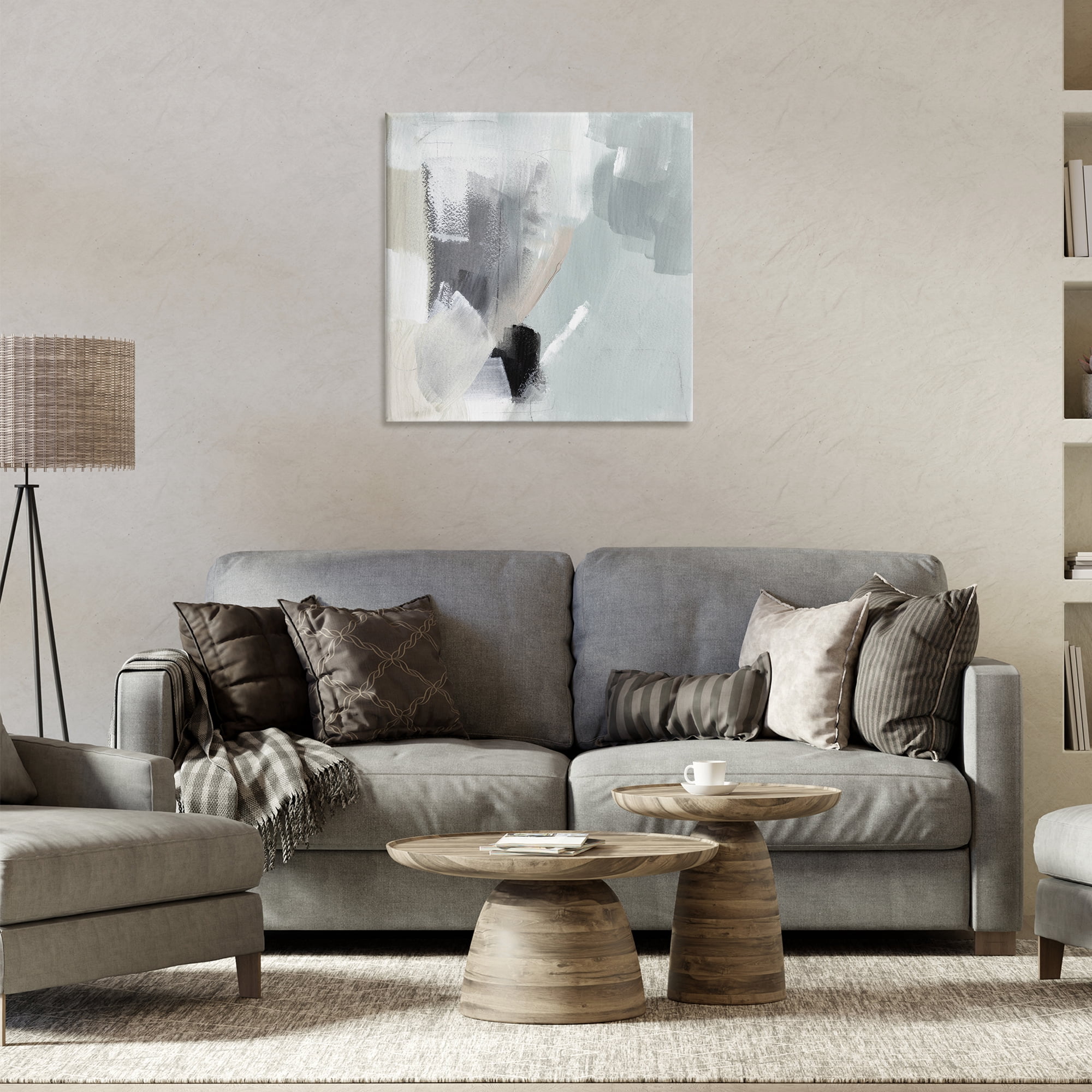 Stupell Industries Quiet In Grays Abstract Painting Wrapped Canvas Art Print Wall Art, 24 x 24