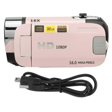 Digital Camera,Digital Camera 2.4 Inch Rotatable Screen Camcorder 16X Zoom HD Video Recorder with Fill Light, Anti Shake,Portable Video Recorder for Boys Girls D90 1080P 16MP (Pink)