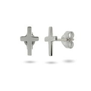EVE'S ADDICTION Petite Sterling Silver Cross Stud Earrings