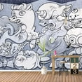 thumbnail image 3 of IDEA4WALL 6pcs Banksy Street Art Peel and Stick Wallpaper Removable Wall Murals Large Wall Stickers for Home Decoration, 100"x24", 3 of 4