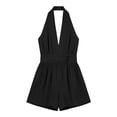 thumbnail image 7 of FAHUOMU Women's Rompers Halter Neck Sleeveless Summer Outfits Solid Color Lightweight Breathable Casual Jumpsuits Overalls, 7 of 7