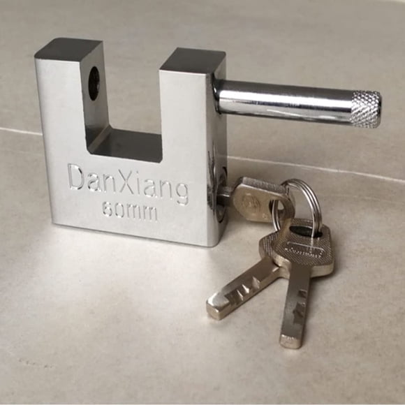 Cadenas de Sécurité Robuste en Forme de D avec 3 Clés, Quincaillerie en Acier Massif Trempé Monobloc, Manille de 8 mm d'Épaisseur pour Garages, Contenants, Remises, Casiers