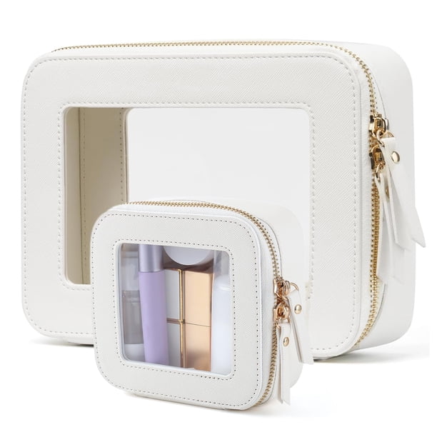 Bolsa de maquillaje transparente FASAOH con minibolsas de cosméticos a prueba de agua
