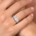 thumbnail image 4 of Gem Stone King 2.50 Cttw White Moissanite and Sky Blue Aquamarine Filigree Style 3 Stone Ring for Women | 925 Silver | Oval 8X6MM and 6X4MM | Three Stone Wedding Engagement Anniversary Ring | Size 6, 4 of 6