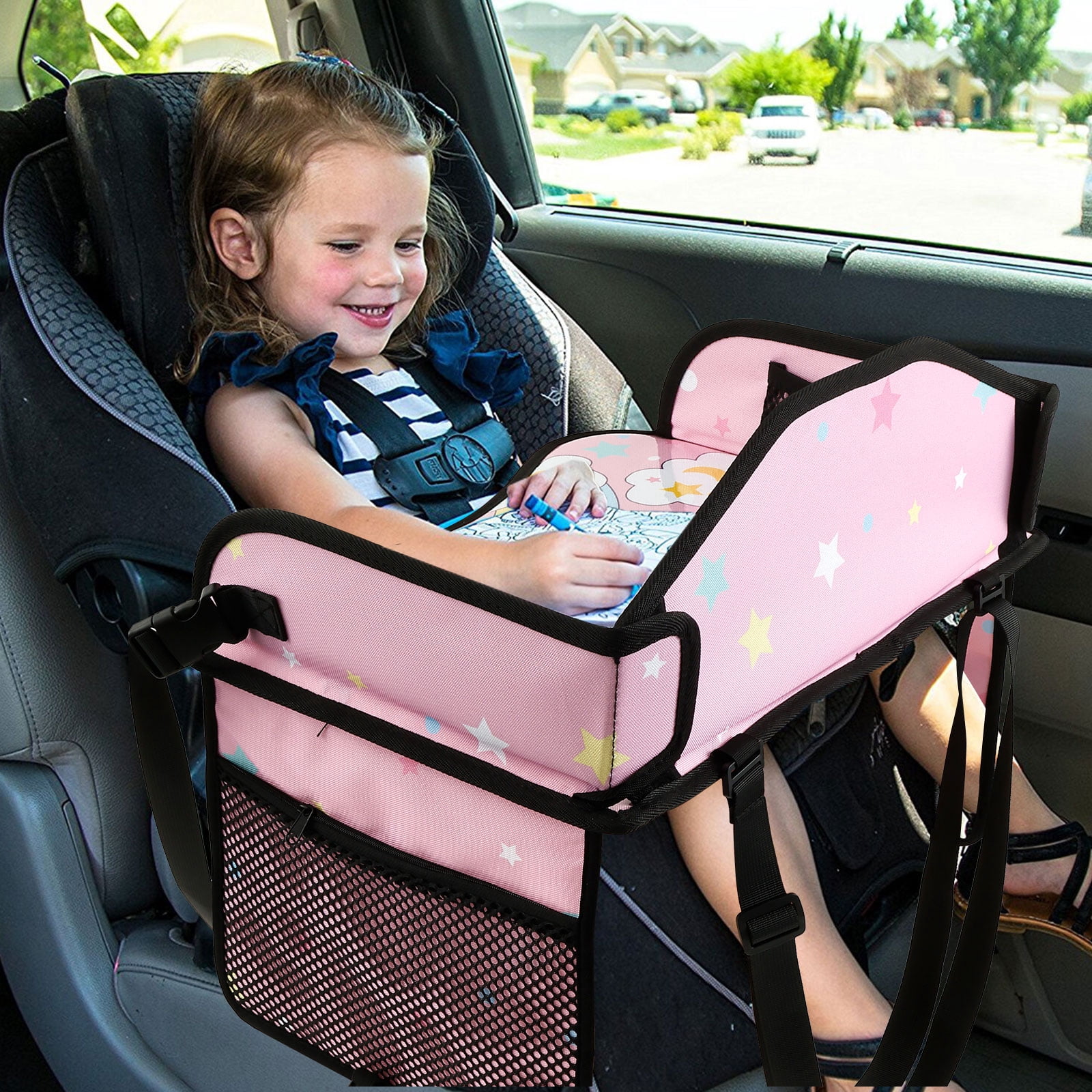 LINFANG Enduring Car Seat Tray Portable Kid Travel Table Multifunctional Car Seat Tray Table for Children Road Trip Activity Kid Travel