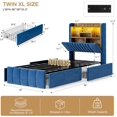 thumbnail image 2 of ARICOEASY Twin XL Bed Frames with 51.3" Tall Hidden Storage Headboard, Navy Blue, 2 of 9