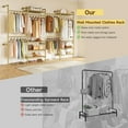thumbnail image 2 of Onbrill H4 Wall Mounted Clothes Rack, Industrial Pipe Closet Organizers System with 4 Telescopic Rod & 2 ordinary rods & 8 Shelves, 2 of 9