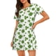 thumbnail image 1 of Easygdp St. Patrick's day Camisón de manga corta para mujer, informal, estampado, 1 of 6