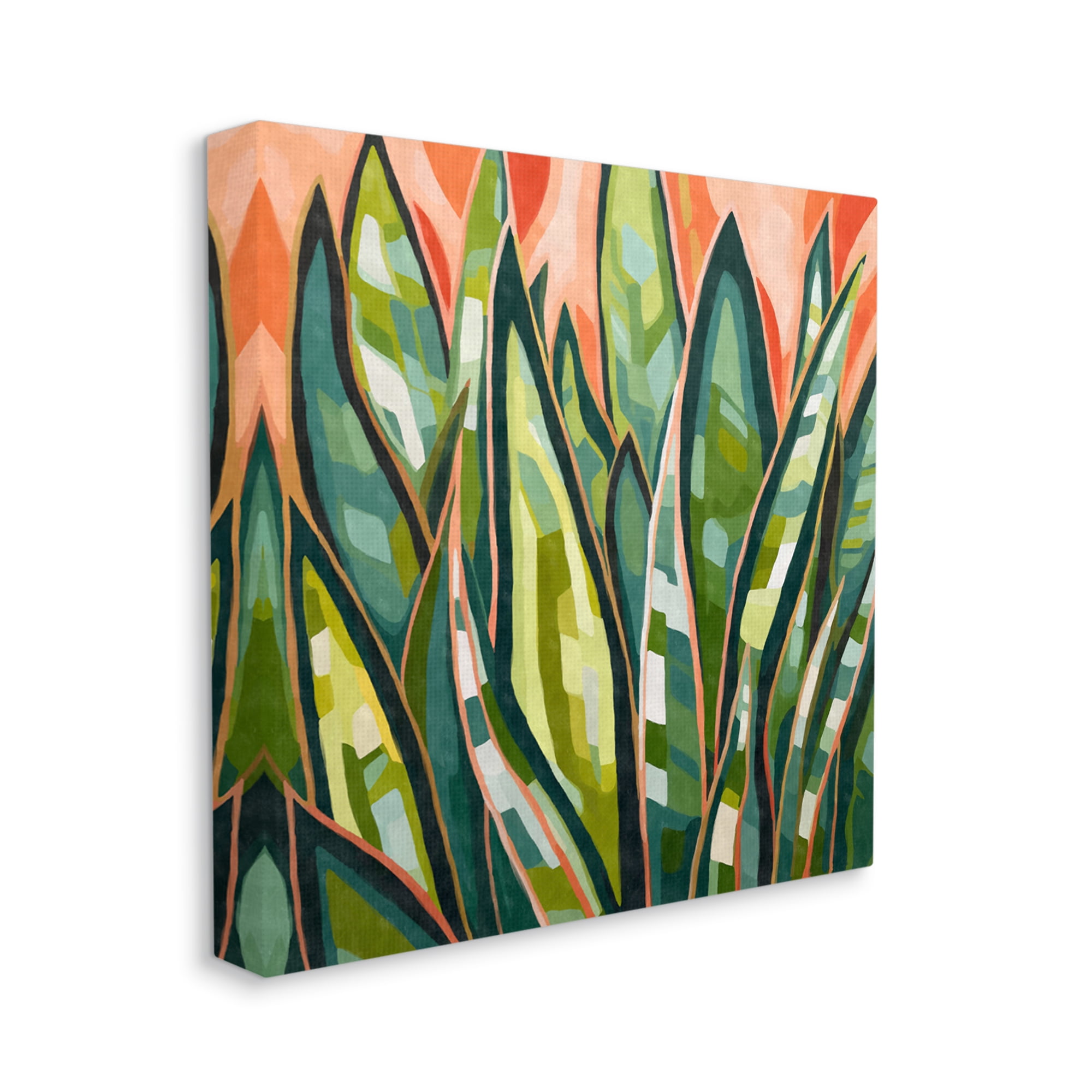 Stupell Industries Abstract Tropical Leaves Botanical & Floral Painting Gallery Wrapped Canvas Art Print Wall Art, 17 x 17