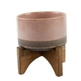 thumbnail image 5 of Flora Bunda Mid-Century 6.25" Lava Pot on Woodstand Grey, 5 of 5