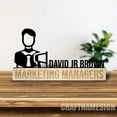 thumbnail image 5 of Craftnamesign Custom Wooden Marketing Manager Desk Name Plate, Marketer Metal Nameplate for desk, 5 of 5