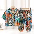 thumbnail image 1 of Conjunto de pijamas de seda para niños, traje de aire acondicionado de algodón Artificial de verano, ropa de hogar de seda de algodón para niños, conjunto de dos piezas para niños Cl, 1 of 5