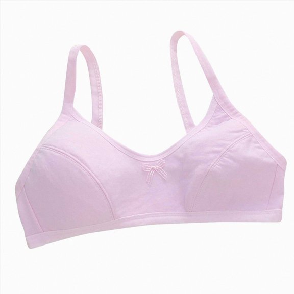 WUANDIXFA Girls Training Bras Teen Bra for Girl Wireless Light Padding Adjustable Straps,Pink,10-16 Years