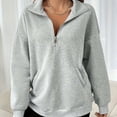 thumbnail image 6 of Women's Half Zip Pullover Sweatshirt, Oversized Solid Color Long Sleeve Top with Soft Breathable Fabric for 2025 Fall Winter Season, Casual Daily Wear and Comfortable Outfits Light Ashy L, 6 of 8