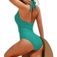 thumbnail image 2 of Womens Swimsuits Spring Summer Solid Color Beach Vacation Casual Plus Size Tankini Swimwear Green, 2 of 4
