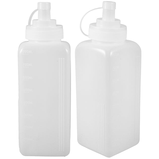2 botellas exprimibles de 800 ml para condimentos, mostaza, kétchup, aderezos para ensaladas, mermelada y salsas. Botella transparente exprimible.
