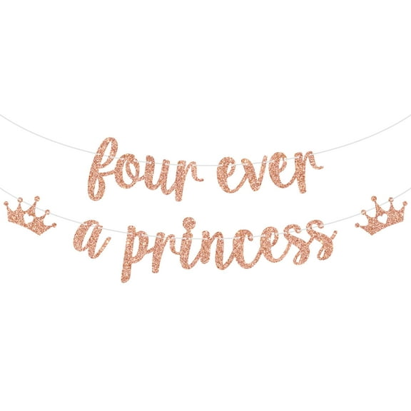 Four Ever A Princess Banner, Four Ever Magical, Princess 4th Birthday, Girls Happy th Birthday Party Decorations