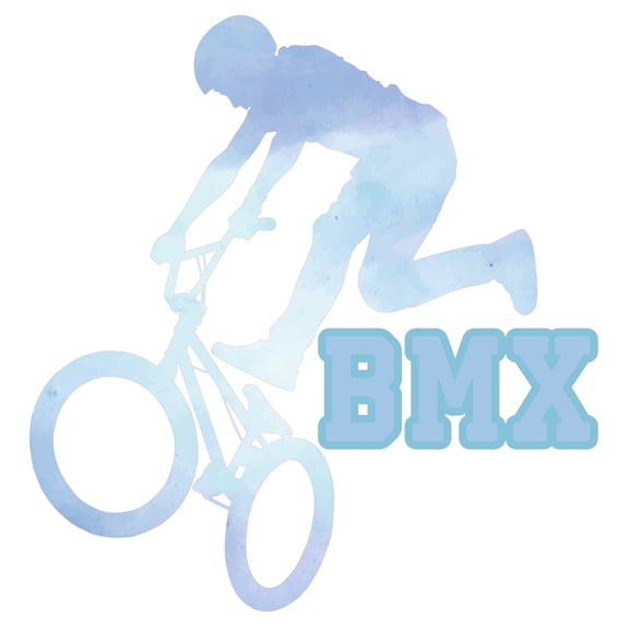 Vinyl Adhesive Home Living Room 28" x 28" Bike Moto Cross DÃ©cor Extreme Sport Bike Trick Silhouette Design Multicolored Wall Decal Sticker - Kids Bedroom BMX Lettering Art Removable Wall Decoration