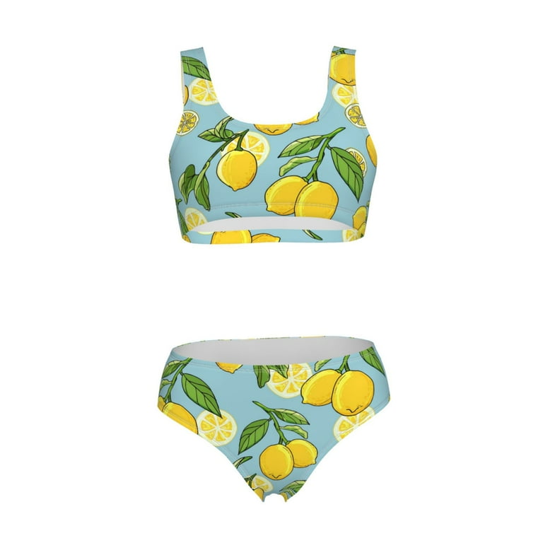 Lemon print high waisted bikini deals
