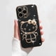 thumbnail image 3 of Funda de lujo con soporte de espejo de Hello Kitty para iPhone 14, 11 Pro Max, 13, 12 Mini, XS, XR, X, 8, 7, 6S, 6 Plus, cubierta trasera de silicona suave, 3 of 5
