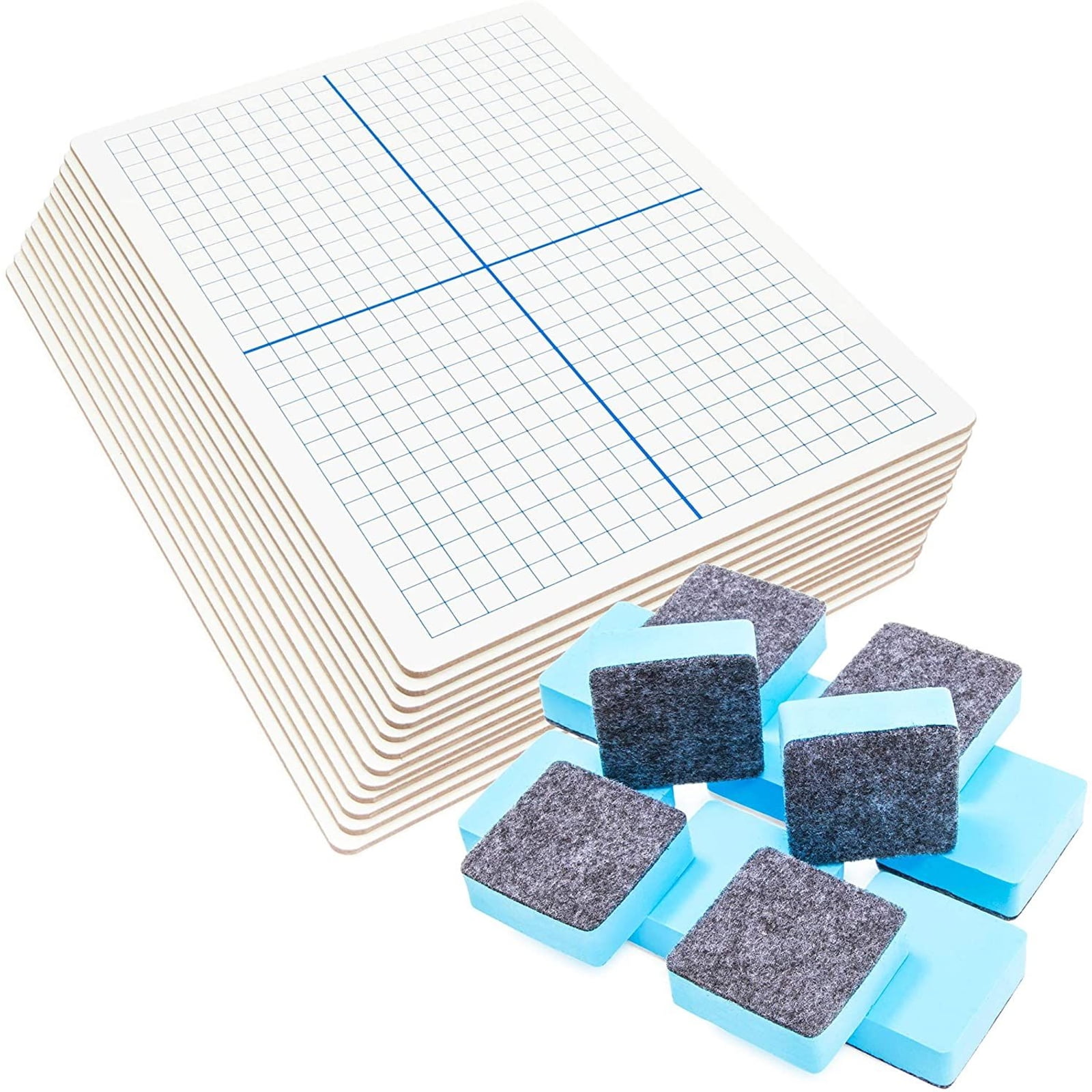 12 Pack Grid Dry Erase Lap Board with Erasers, 9x12 inch White Graph Lapboard with XY Axis for Kids Writing, Students, Classroom Desk