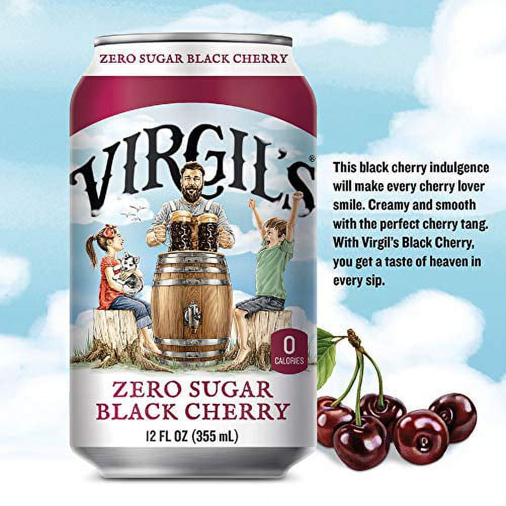Virgil's, Zero Sugar Black Cherry, Great Tasting Zero Calorie Keto Friendly Soda (6 - 12oz cans