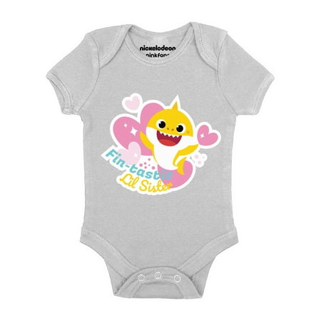 

Baby Shark Outfit for Baby Girls - Newborn 6m 12m 18m 24m Baby Shark One Piece Bodysuit Fin-Tastic Lil Sister