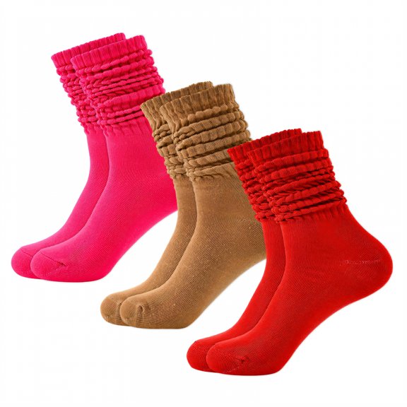 TELOLY 3Pairs Slouchy Socks for Women,Sweat-Absorbing, Anti-Friction Boot Socks for Women,Sports Socks Scrunch Socks Women,Combination1