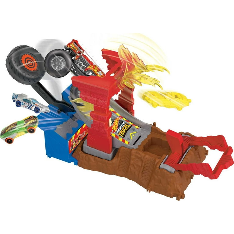 hot wheels monster trucks arena smashers fire crash challenge