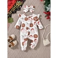 thumbnail image 2 of Suealasg Infant Girls Christmas Romper Jumpsuit Long Sleeve Santa Claus Print Full Length Jumpsuit 3 6 9 12 18 Months Baby Girls Fall Winter Clothes, 2 of 9