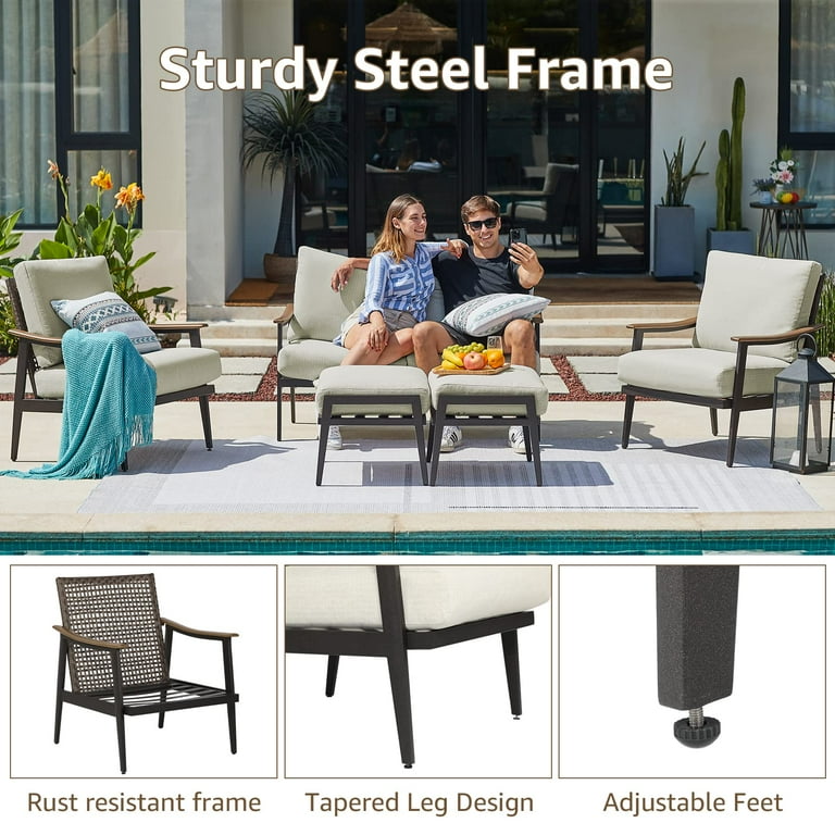NATURAL EXPRESSIONS 5-Piece Patio Furniture Sets Metal Sectional