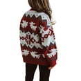 thumbnail image 6 of Biekopu Women's Christmas Sweaters, Long Sleeve Snowflake Reindeer Embroidery Loose Knit Pullovers, 6 of 9